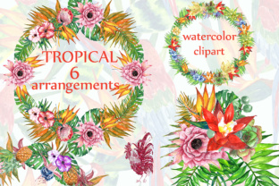 Download Tropic Watercolor Clipart TROPICAL FLOWERS Tropical Wreaths Flower Bouquets Summer Clipart - Tropical Collection
