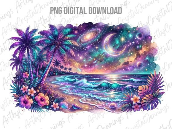 Download Celestial Galaxy Tropical Beach PNG - Tropical Collection