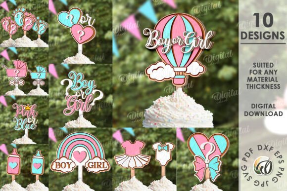 Download 3D Gender Reveal Cake Toppers Bundle - Cake toppers Collection