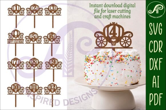 Download Carriage Number Cake Toppers, 13 Designs - Premium Resources