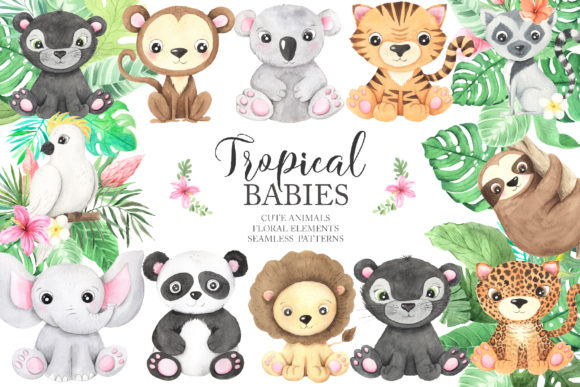 Download Watercolor Tropical Animals Clipart - Tropical Collection