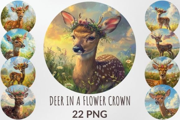 Download Deer in a Flower Crown Sublimation Pack - Premium Resources