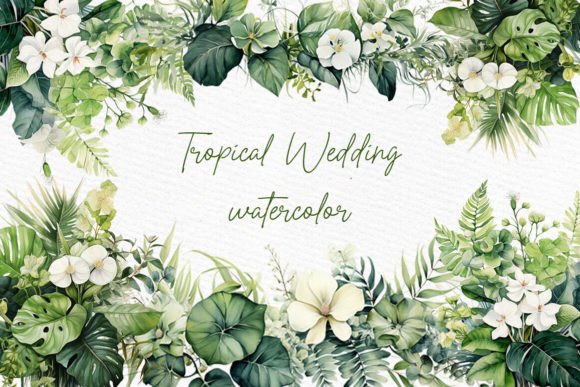 Download Watercolor Tropical Greenery Clipart - Tropical Collection