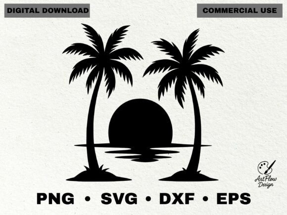 Download Tropical Sunset Palm Trees Silhouette - Tropical Collection