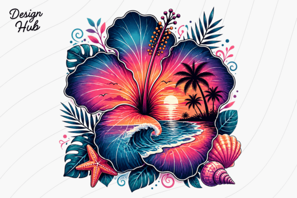 Download Tropical Hibiscus Beach PNG - Tropical Collection